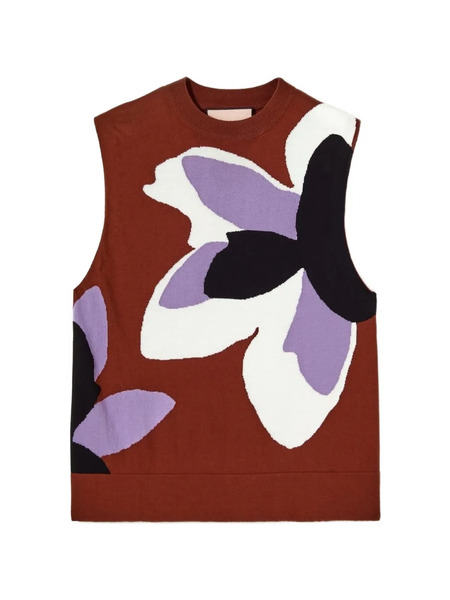  Plan C Chaleco Con Estampado Floral - Marrón 