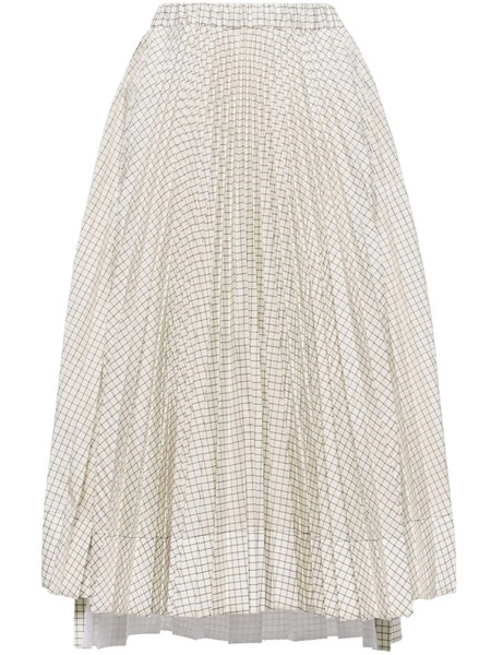  Plan C Falda Midi Con Cuadrícula - Blanco 