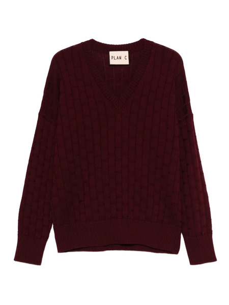  Plan C Jersey Con Cuello En V - Rojo 