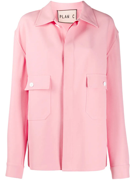  Plan C Sobrecamisa Oversize Con Botones - Rosa 
