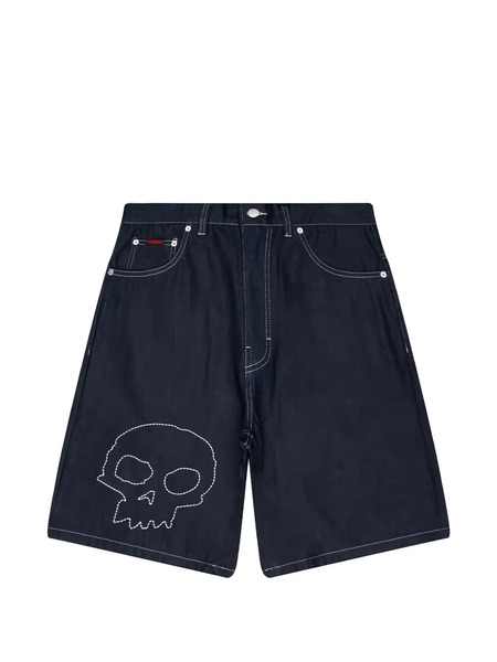  Pleasures Pantalones Vaqueros Cortos Con Calavera Bordada - Azul 
