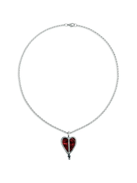  Poison Drop Lab Collar Con Colgante De Corazón - Plateado 