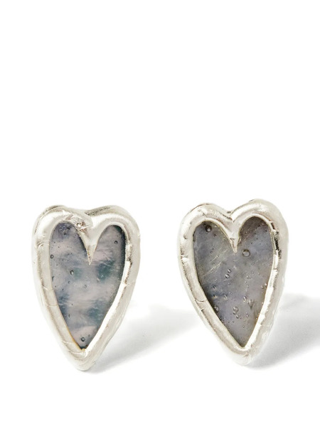  Poison Drop Lab Pendientes Con Forma De Corazón - Plateado 