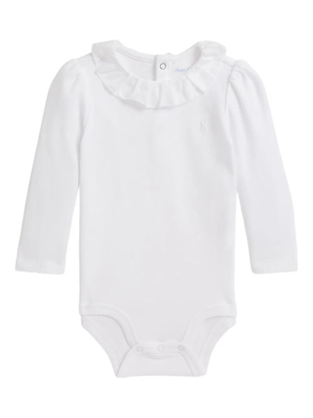  Polo Ralph Lauren Kids Body Con Volantes En El Cuello - Blanco 