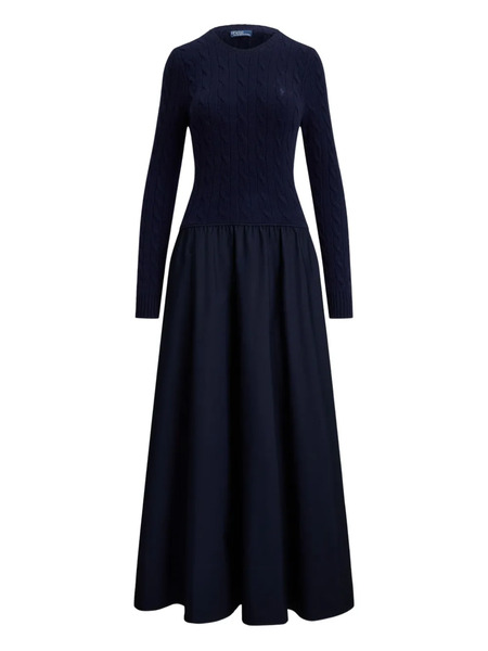  Polo Ralph Lauren Vestido Acampanado De Punto De Ochos - Azul 