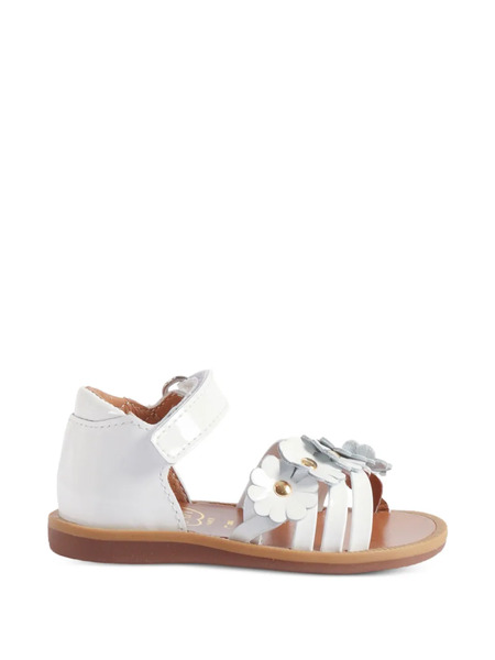  Pom D'api Sandalias Poppy Con Aplique Floral - Blanco 