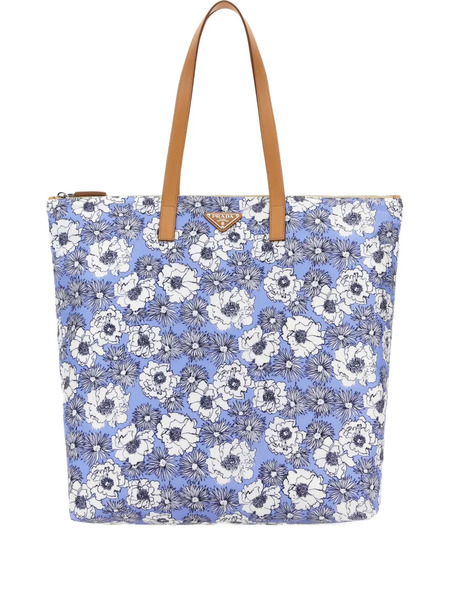  Prada Bolso Shopper Printed Re-nylon - Azul 