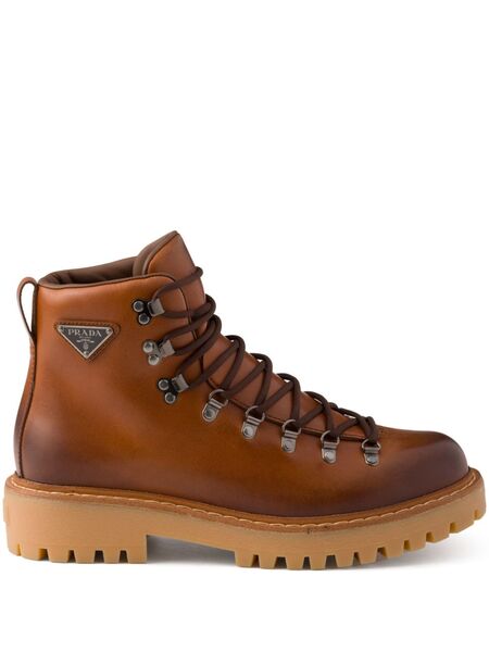  Prada Botas Con Cordones - Marrón 