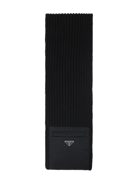  Prada Bufanda Con Bolsillo De Canalé - Negro 