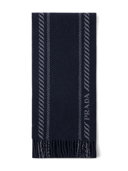  Prada Bufanda Con Detalle De Flecos - Azul 