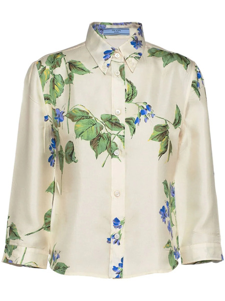  Prada Camisa Con Estampado Floral - Neutro 