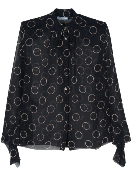  Prada Camisa Con Estampado Gráfico - Azul 