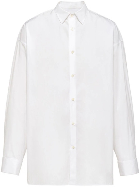  Prada Camisa Con Logo Triangular - Blanco 