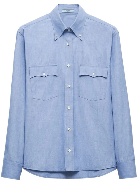 Prada Camisa De Algodón De Manga Larga - Azul 