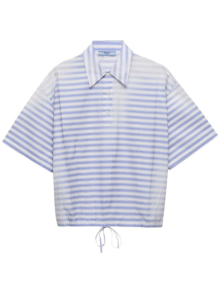  Prada Camisa De Popelina A Rayas - Azul 