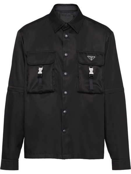  Prada Camisa Re-nylon Con Logo Triangular - Negro 