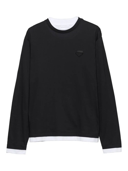  Prada Camiseta Con Logo Triangular - Negro 