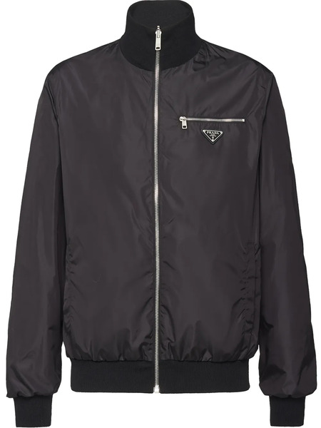  Prada Chaqueta Bómber Con Placa Del Logo - Negro 