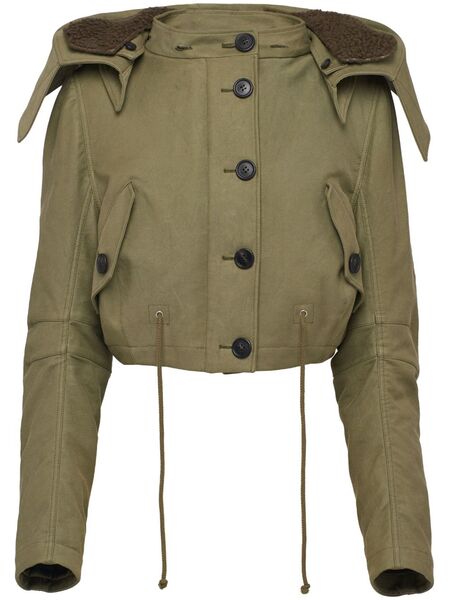 Prada Chaqueta Con Capucha Y Botones - Verde 