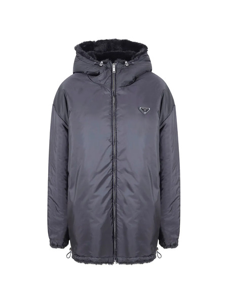  Prada Chaqueta Reversible Con Capucha - Negro 