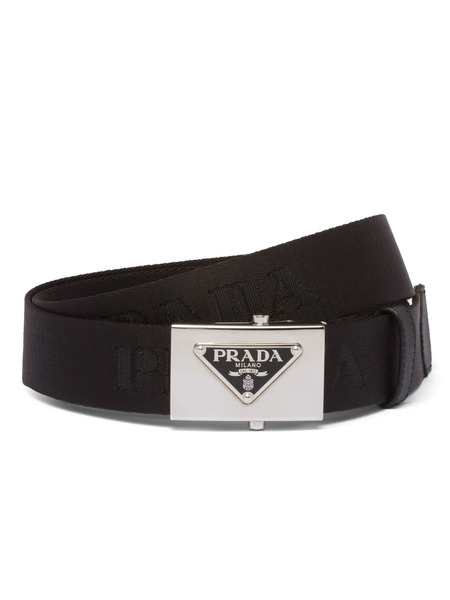  Prada Cinturón Con Logo Triangular - Negro 