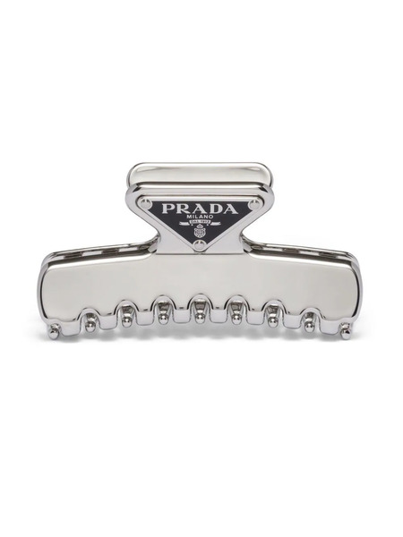  Prada Clip Con Logo Triangular - Plateado 