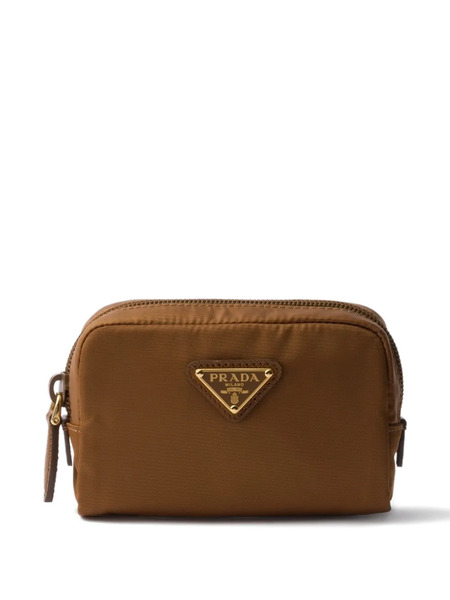  Prada Estuche De Maquillaje Con Logo Triangular - Marrón 