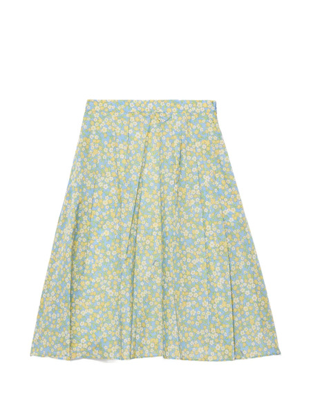  Prada Falda Re-nylon Con Estampado Floral Completa - Azul 