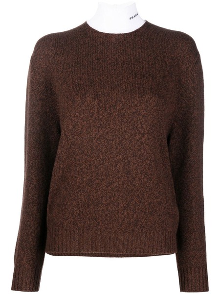  Prada Jersey Con Cuello Alto - Marrón 