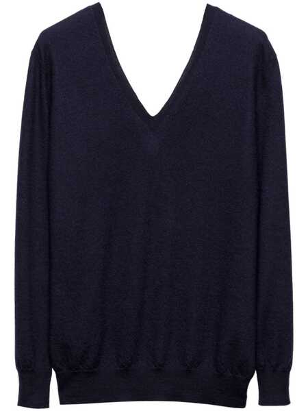  Prada Jersey Con Cuello En V - Azul 