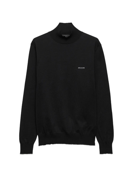  Prada Jersey Con Logo Bordado - Negro 