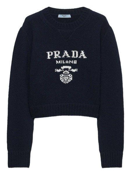  Prada Jersey Con Logo En Intarsia - Azul 