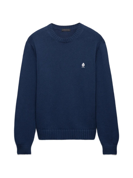  Prada Jersey De Algodón Con Cuello Redondo - Azul 
