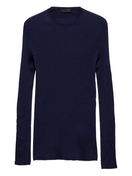  Prada Jersey De Algodón De Canalé - Azul 