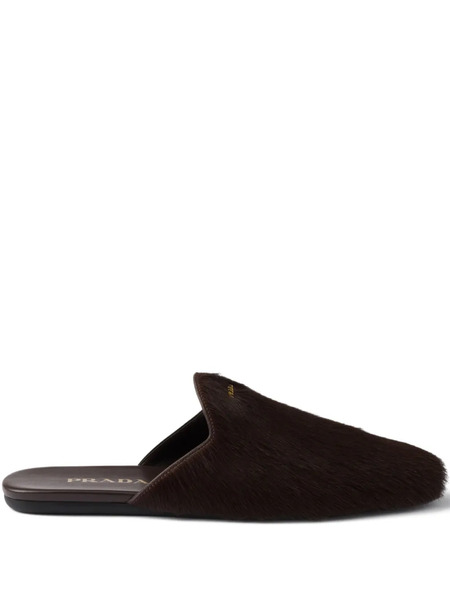  Prada Mules Con Placa Del Logo - Marrón 