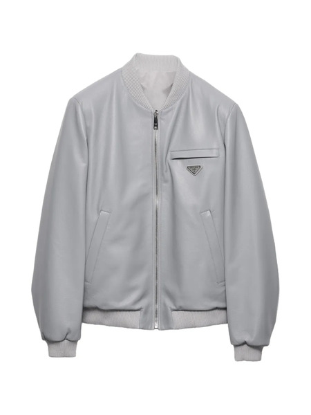  Prada Nappa Leather Bomber Jacket - Gris 