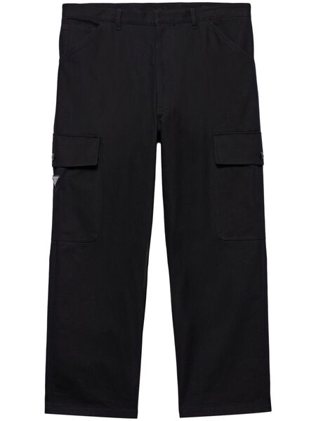  Prada Pantalones Con Logo Triangular - Negro 