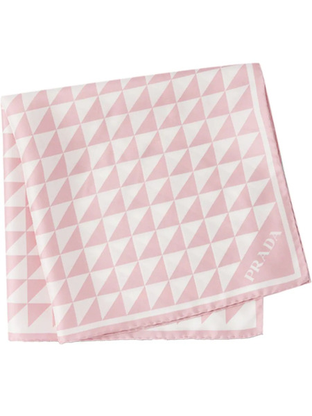  Prada Pañuelo Con Logo Triangular - Rosa 
