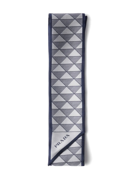  Prada Pañuelo De Seda Estampado - Azul 