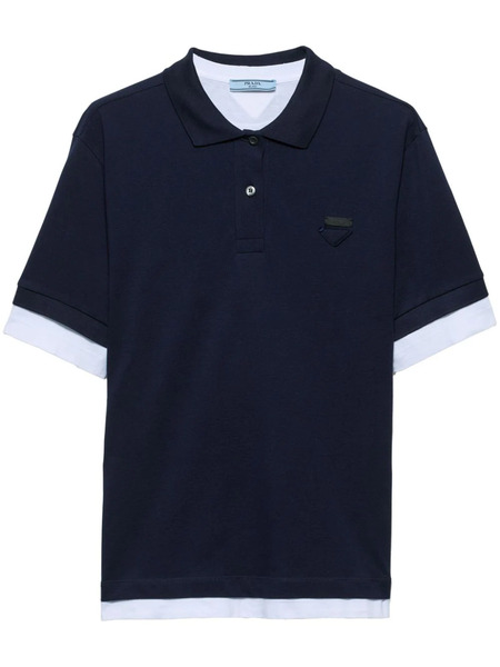  Prada Polo Con Parche Del Logo - Azul 