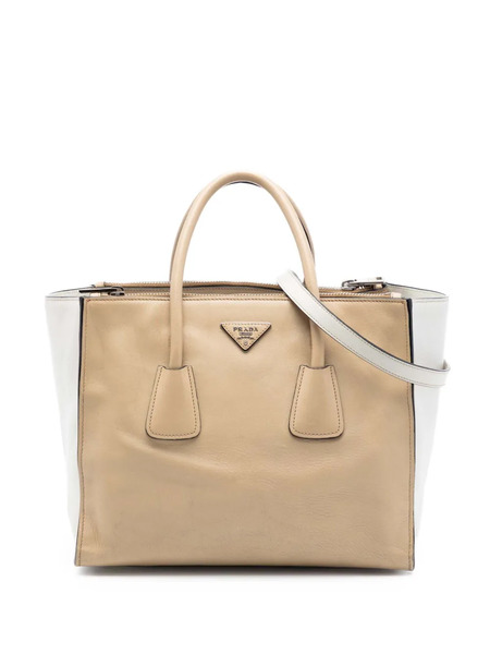  Prada Pre-owned Bolso Satchel Twin Pocket De Piel De Becerro Bicolor Con Doble Bolsillo 2000-2026 - Blanco 