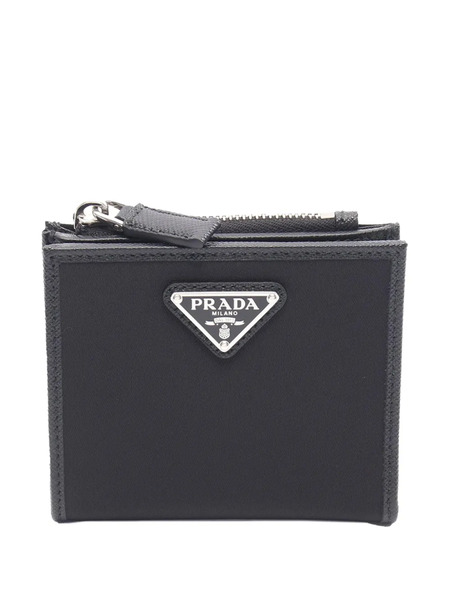  Prada Pre-owned Cartera Tessuto Zip Bifold Wallet Pequeña Con Ribete De Piel Saffiano 2013-2025 - Negro 