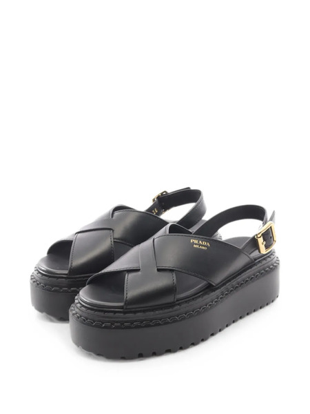  Prada Pre-owned 2020s Criss-cross Platform Sandals - Negro 