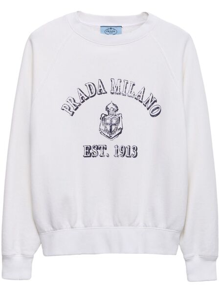  Prada Sudadera Con Cuello Redondo - Blanco 