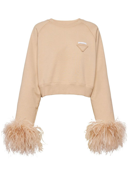  Prada Sudadera Con Ribete De Plumas - Neutro 