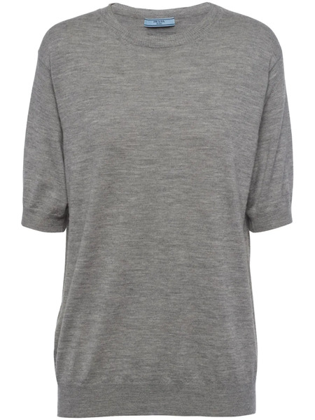  Prada Top Con Logo Triangular - Gris 