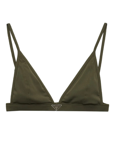  Prada Top De Bikini Con Logo Triangular - Verde 