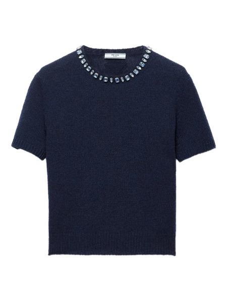 Prada Top De Canalé Con Lazo - Azul 