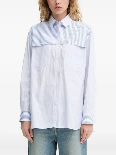  Ps Paul Smith Camisa Con Paneles A Rayas - Azul 
