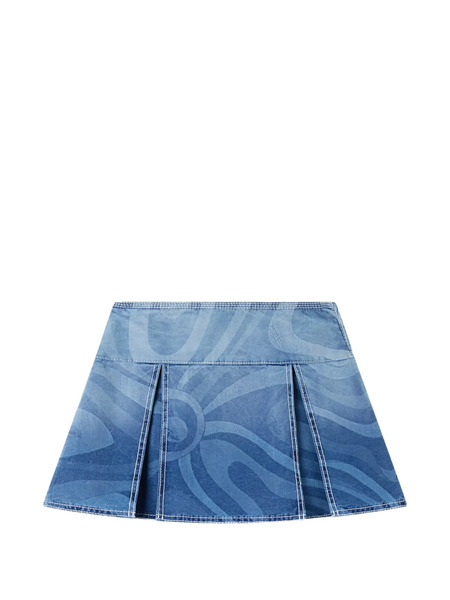 Pucci Falda Vaquera Con Estampado Marmo - Azul 